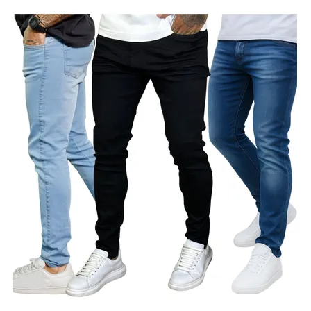 Kit 3 Calça Jeans Skinny Masculina Com Lycra Estica Muito