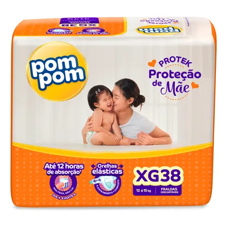 Fralda Protek Proteção De Mãe Mega Xg Sem Gênero 38 Unidades Pom Pom