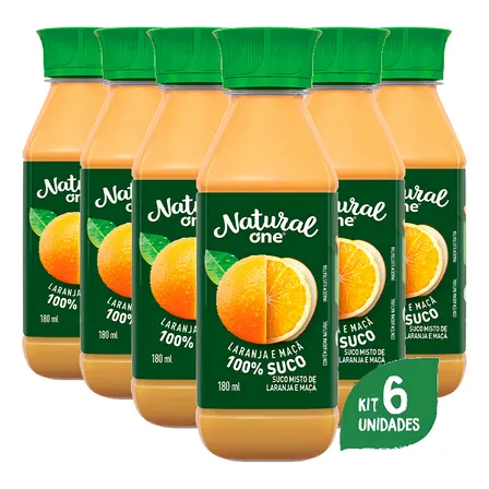 Suco Natural One Laranja E Maçã Ambiente 180ml (6 Unidades)