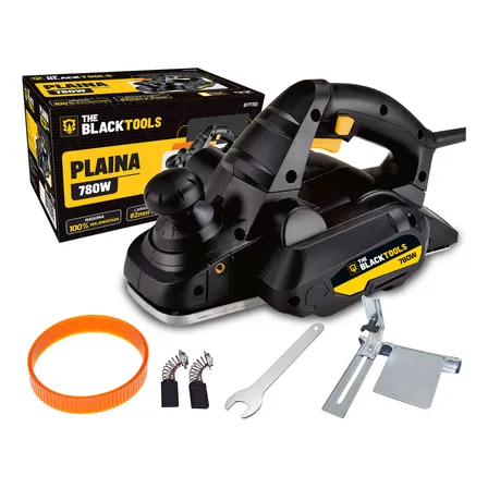 Plaina Elétrica 780w 16500 Rpm Profissional Cor Preto Com Acessórios Alta Precisão The Black Tools 127v