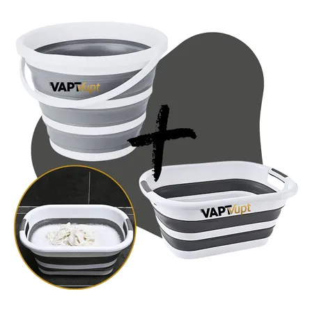 Kit Cesto 26l + Balde 10l Dobrável Branco Prático Retrátil Cor Cinza Vapt Vupt