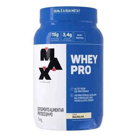 Whey Pro Baunilha Max Titanium Protein Pro Com Bcaa E Aminoácidos 1kg Sabor Baunilha