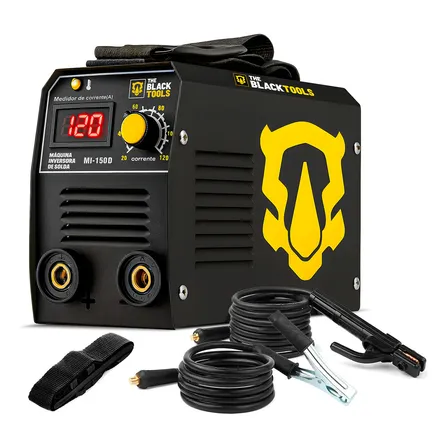 Máquina De Solda Inversora Eletrica Portatil Mma Tig Eletrodo Com Visor Digital 120a If150d The Black Tools Preto 220v