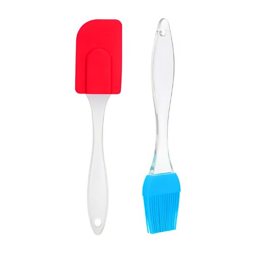Kit Espatula e Pincel Acrilico e Silicone Utensílio de Cozinha e Colinaria Cor Sortidas