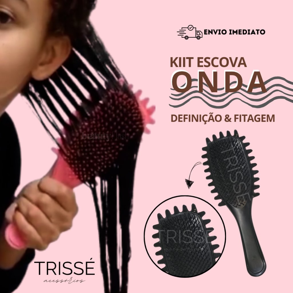 Escova Onda Finalizadora Beauty Flash Definição de Cachos e Finalização para Cabelo Cacheado Crespo