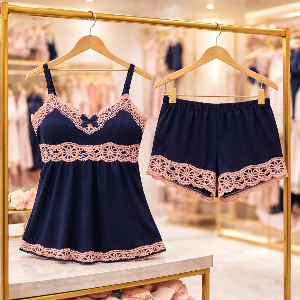 Baby Doll Feminino com Renda Alça Ajustável Short Doll para Dormir