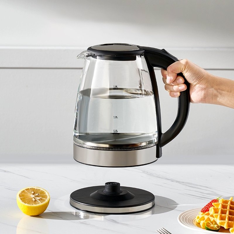 Chaleira Elétrica de Vidro/Inoxidável,1.8L 127V/220V Tampa e Desligamento Automático
