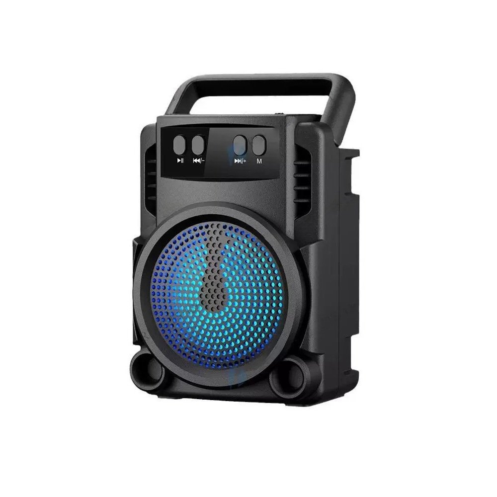 Caixa de Som Portátil Bluetooth com LED Rádio FM USB e SD