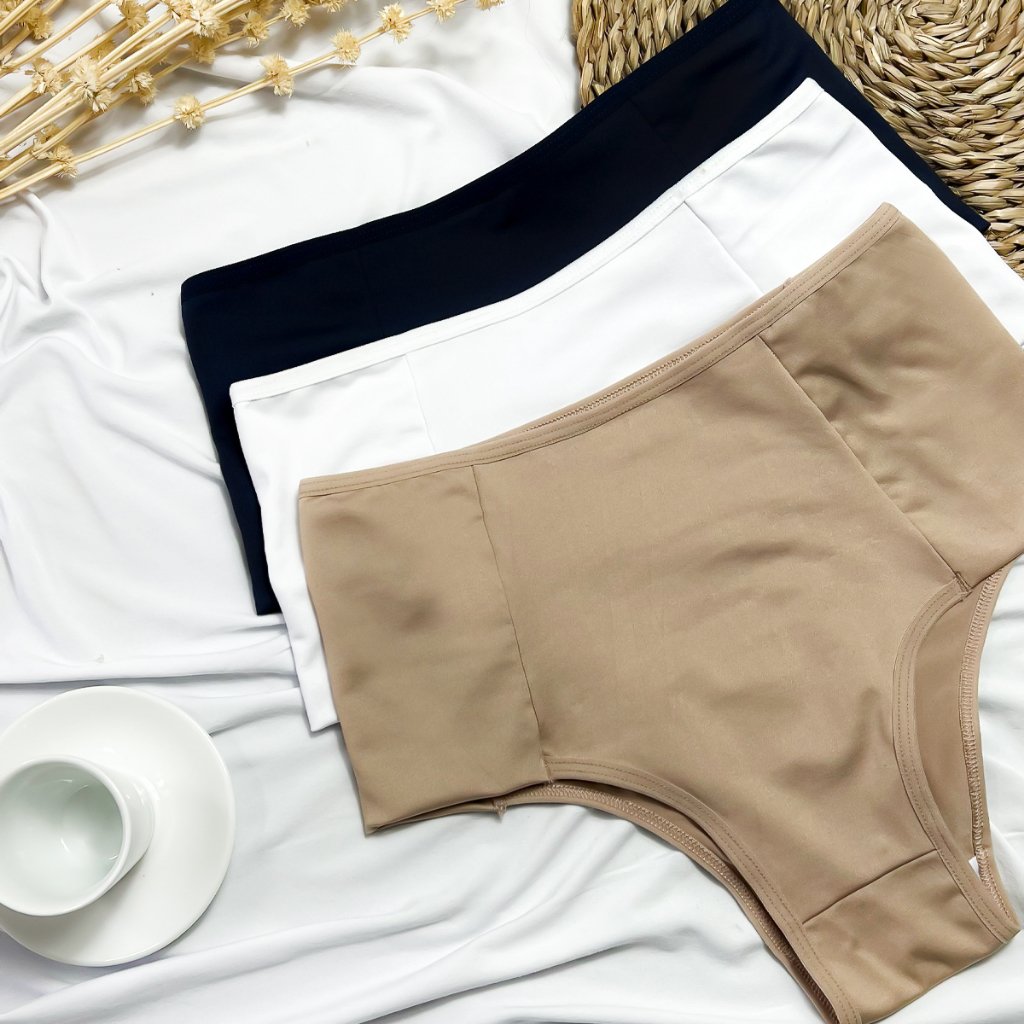 Kit com 3 Calcinhas Cintura Alta Pala Dupla Forro 100% Algodão Nâo Marca Cós Alto Com Ultra Conforto