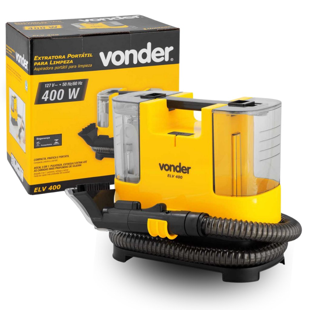 Extratora Higienizadora Portátil Vonder ELV400 400W - Limpa Estofados, Sofás e Carpetes