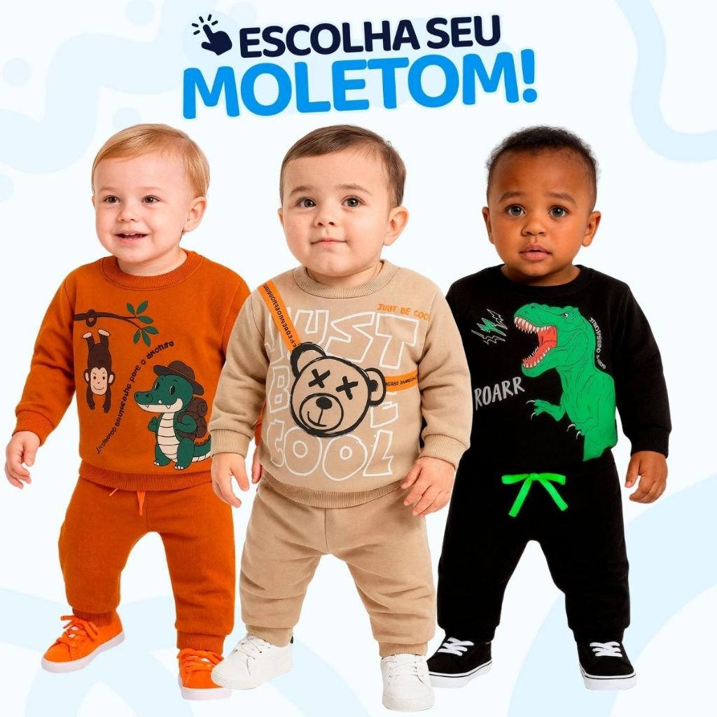 Conjunto Moletom Bebe Menino Escolha Seu Modelo, com Estampas Divertidas e Conforto Infantil Bebê Masculino Inverno l04