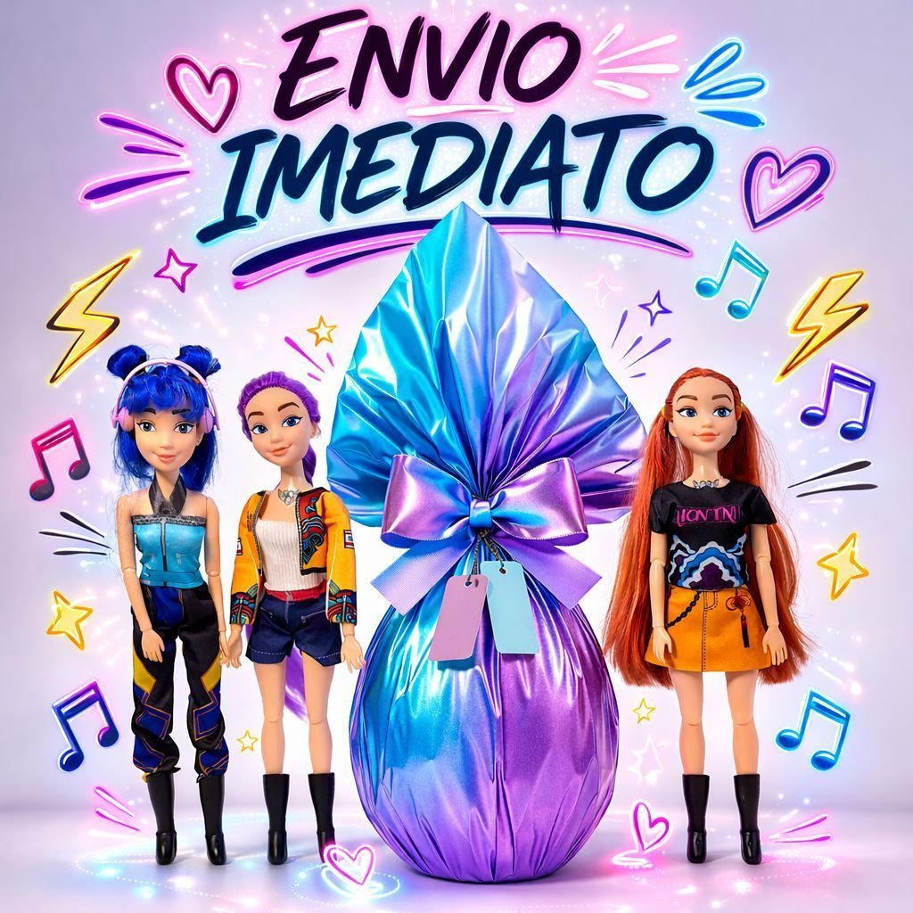 Kit Ovo De Páscoa + Boneca Guerreiras do KPop 250g Ovo com Brinquedo Envio Imediato