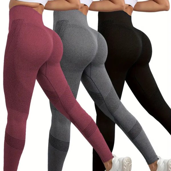 Kit 3 Calças Legging Feminina Academia Fitness Cintura Alta Levanta Bumbum Zero Transparência