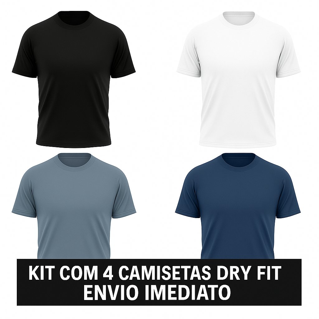 KIT COM 4 - Camisetas DRY FIT - Academia / Corrida.