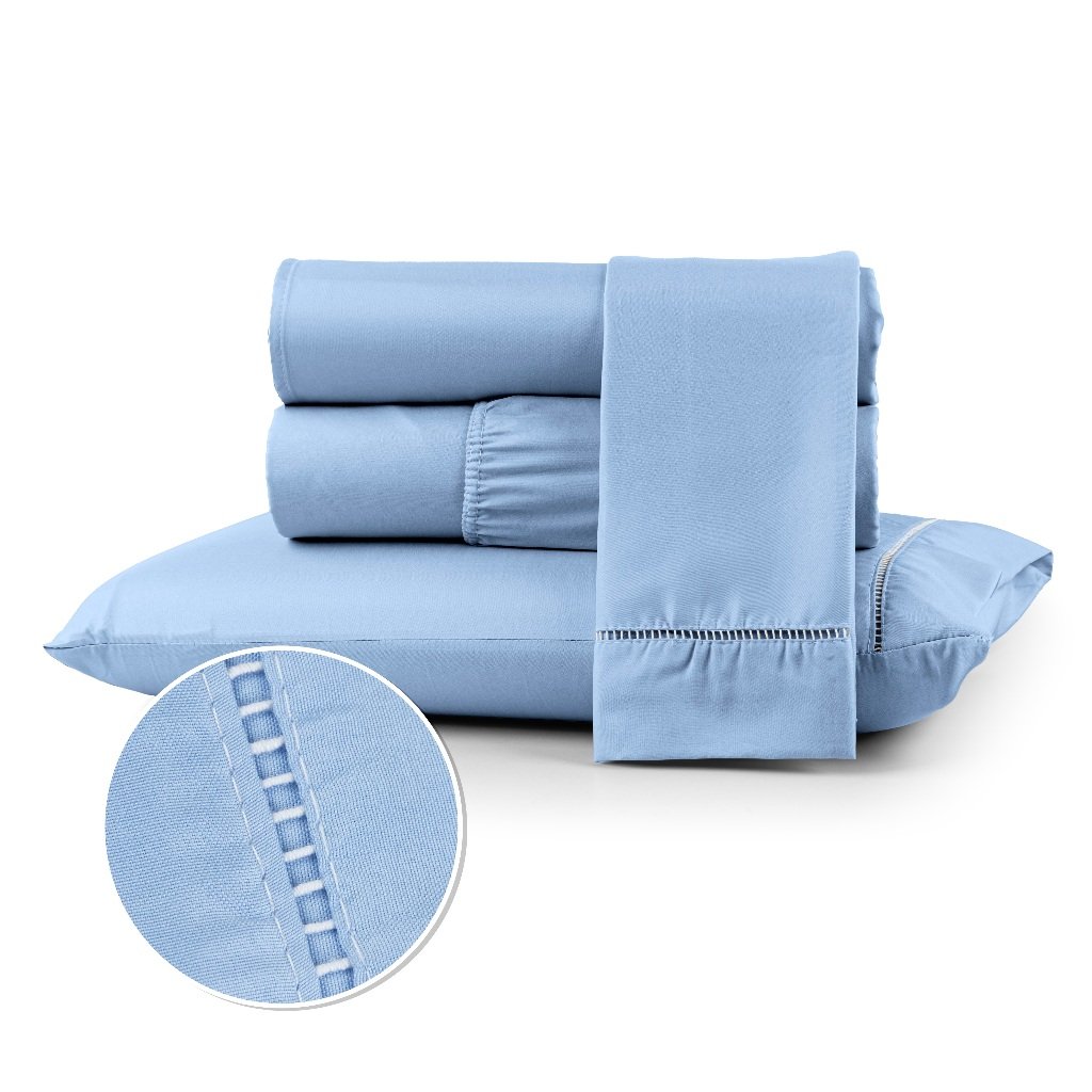 Kit Jogo de Lençol Roupa de Cama Box Berço Solteiro Casal Queen King 400 fios Toque Macio com Ponto Palito