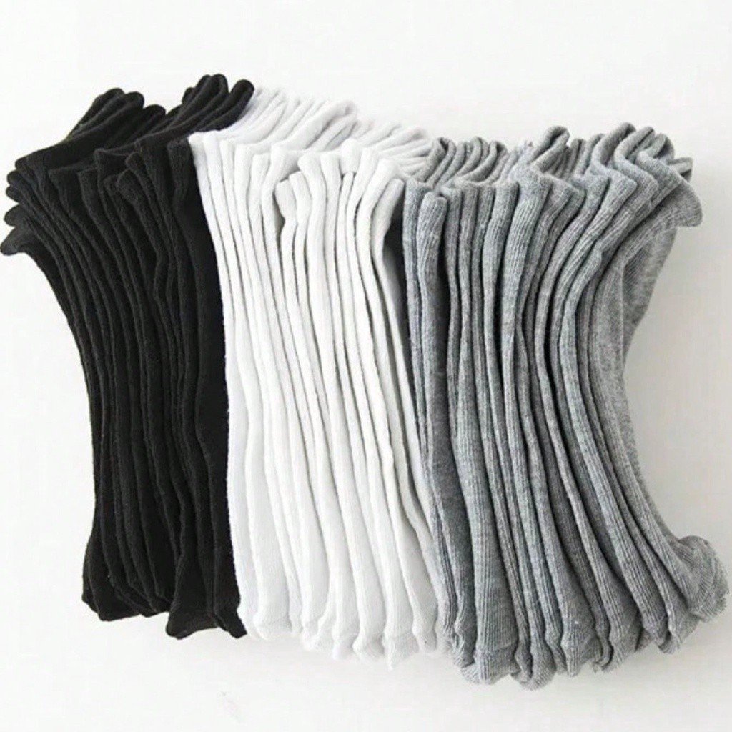 Kit 12 Pares de Meias Algodão Cano Médio Unissex - Cores Variados