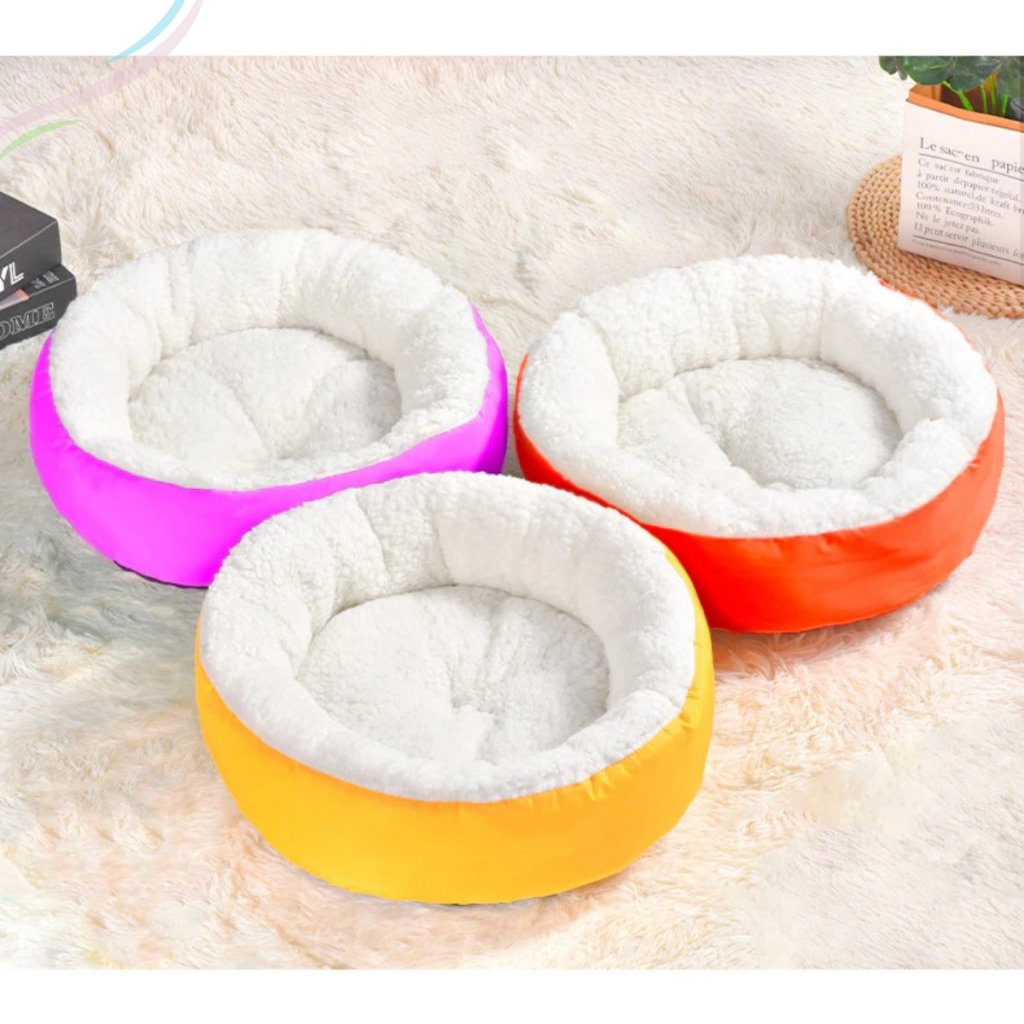 Caminha Redonda Pets Sherpa para Cães e Gatos Macia 50x50 cm Quente Confortável Cama Pet Com Pelinho