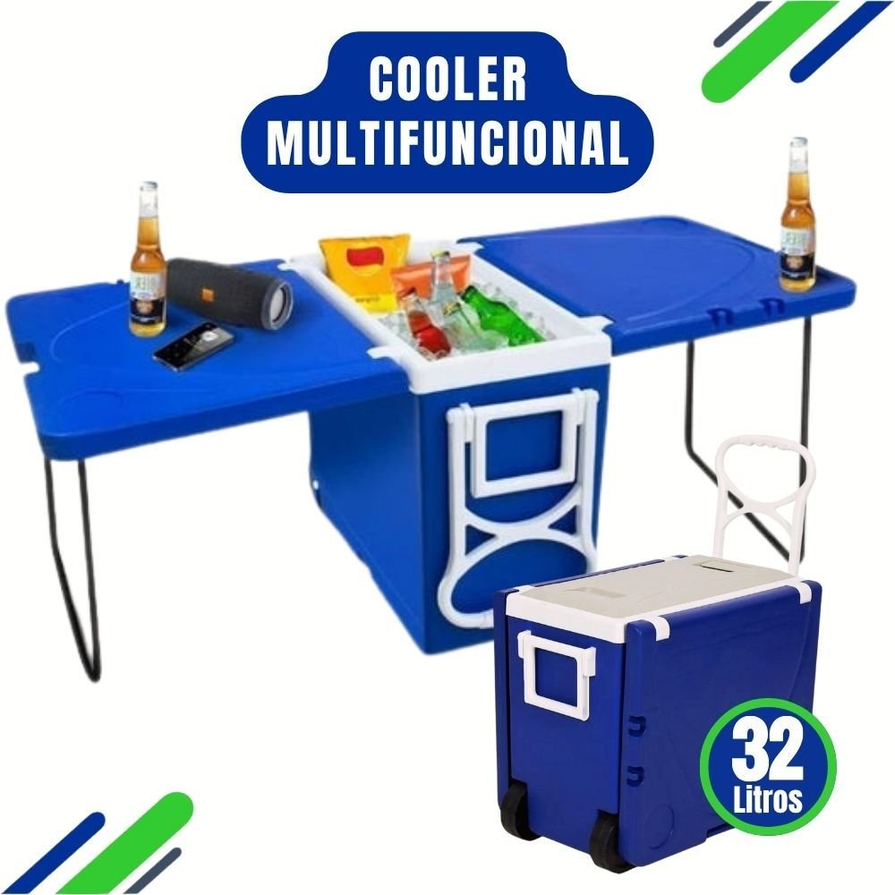 Cooler Multifuncional Super Térmico 32L – Com Mesa Retrátil ou Sem
