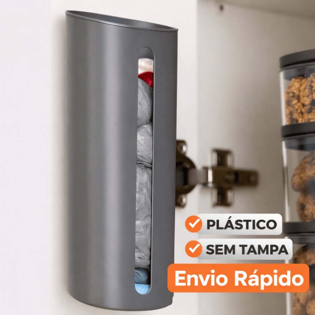 Porta Sacola Cinza Dispenser de Parede Puxa Saco Envio Rápido