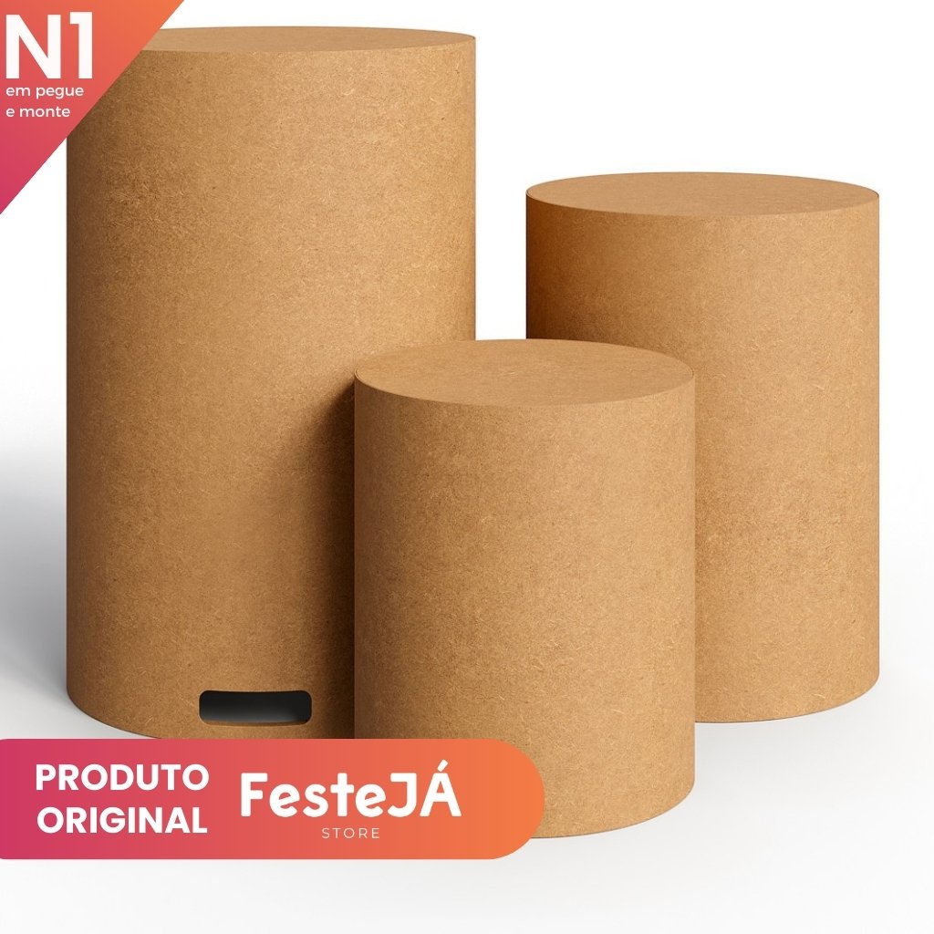 Kit Cilindros Reforçados MDF Decoração Festa Aniversário Eventos Casamento Pegue e Monte