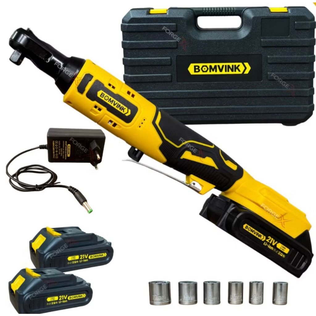 Chave de catraca a bateria eletrica 2 baterias 21v ou 12v com soquetes e maleta - Bivolt