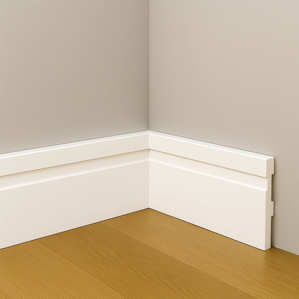 Kit Rodapé Poliestireno Branco Frisado 10cm x 90cm Durável e  Impermeável