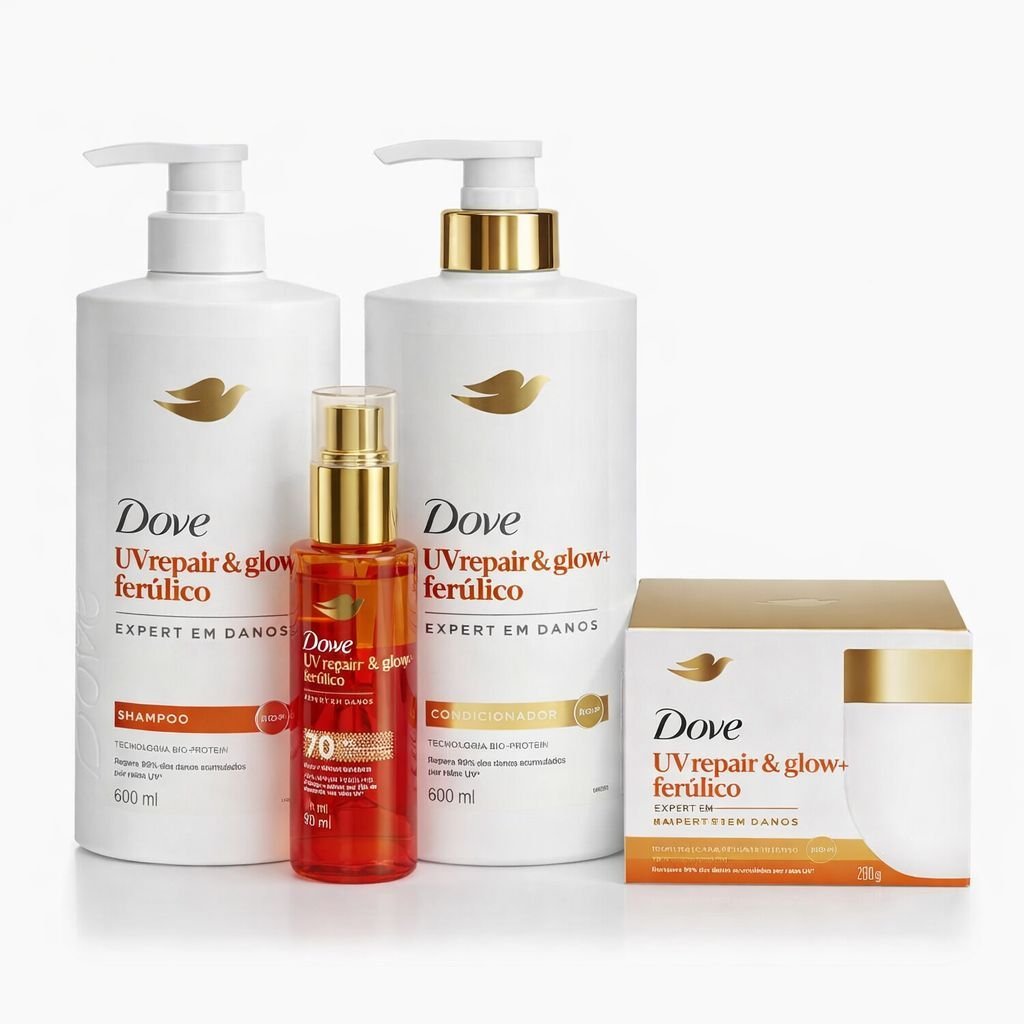 Kit Dove UV Repair & Glow + Ferúlico – Tratamento Completo Contra Danos UV 600ml