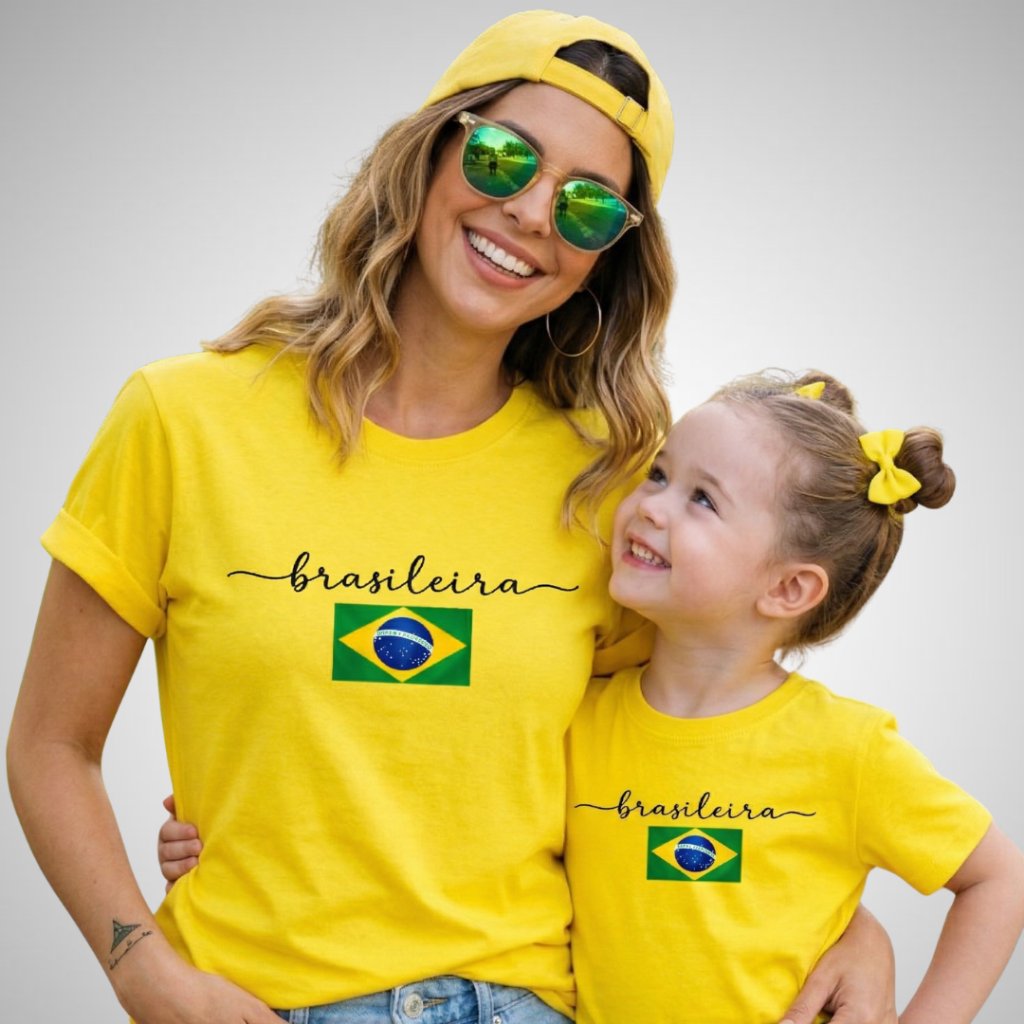 Camiseta Brasileira Feminina Infantil e Adulto T-shirt Tal Mãe Tal Filha Brasil Promoção