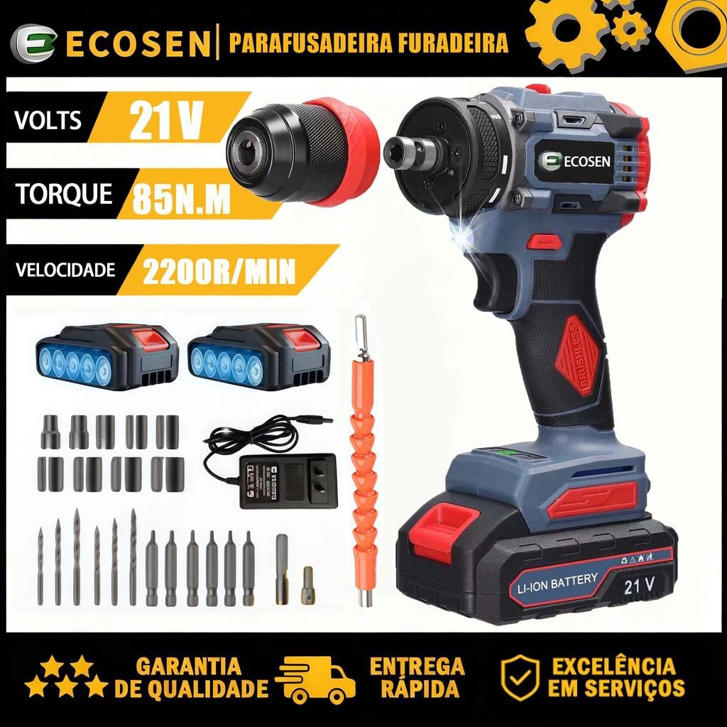 21V /16.8V Parafusadeira parafuso broca 2 bateria brushless broca ferramenta