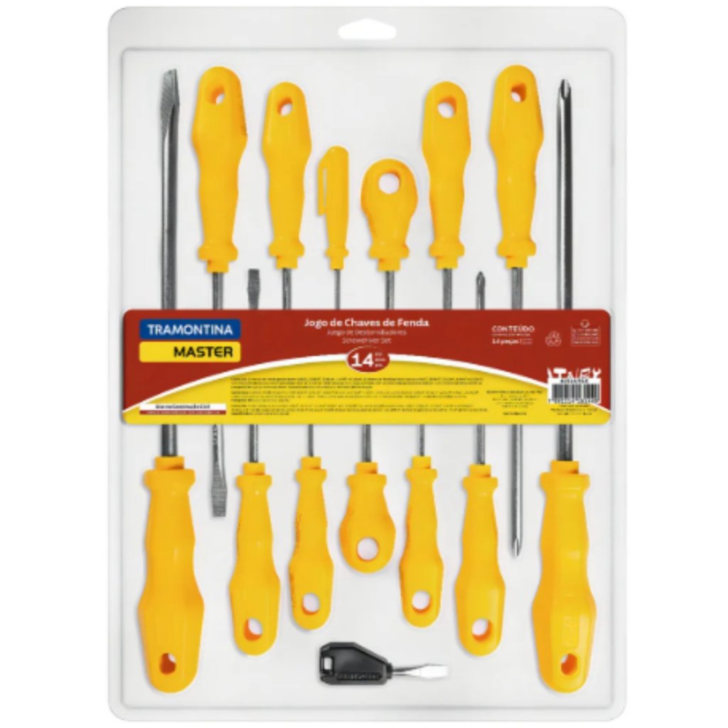 Kit 14 Chaves De Fenda Peças Philips Tramontina Master Ferramentas Profissional Uso Doméstico