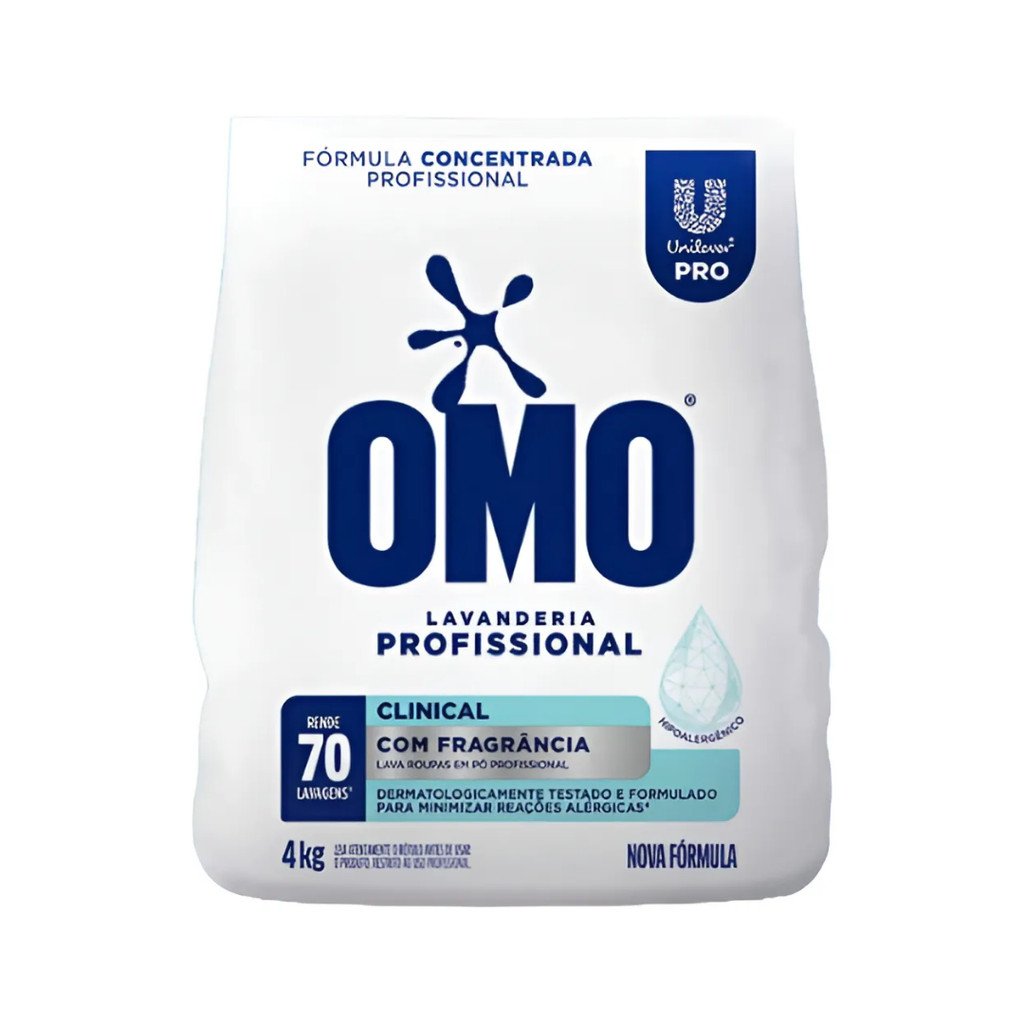 Lava Roupas em Pó 4KG Omo Clínical Com Fragrância