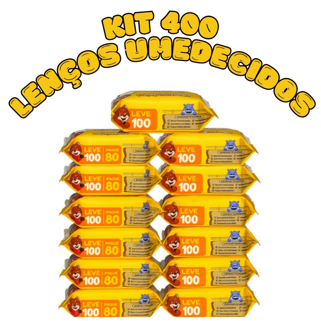 Kit 400 Toalhas Umedecidas Chameguinho Baby Lenço Umedecido Infantil Higiene Bebê Menina Menino