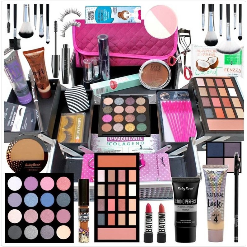 Kit Empreendedora de Sucesso - Revenda de Maquiagem com Necessaire 6 Itens Atacado base gloss