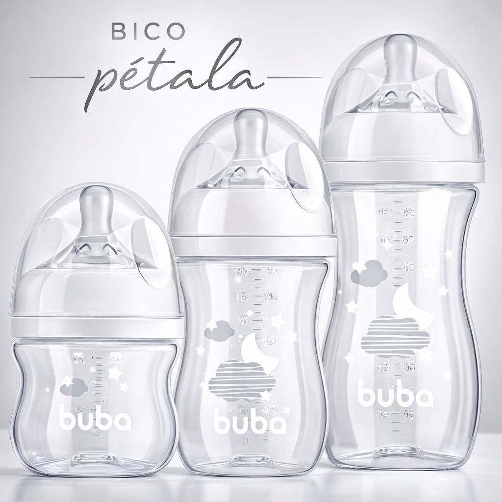 Mamadeiras Buba Bebe 120/270/330ML Easy Flow Bico de Silicone Pétala Nuvem Ou Elefantinho
