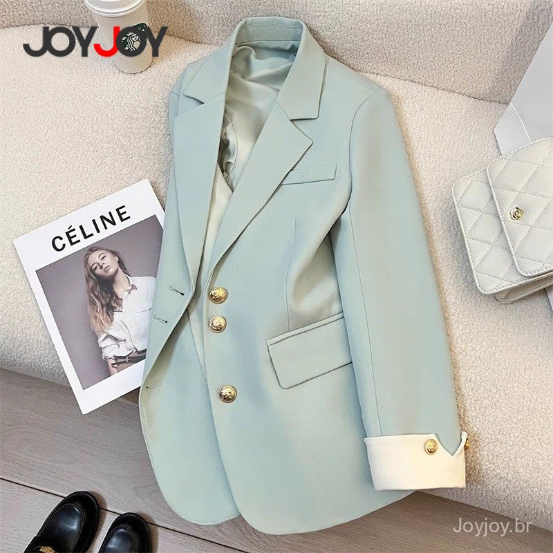 Jaqueta Casual Feminina Estilo Coreano, Novo Design de Alta Qualidade – Azul, Tamanho Pequeno