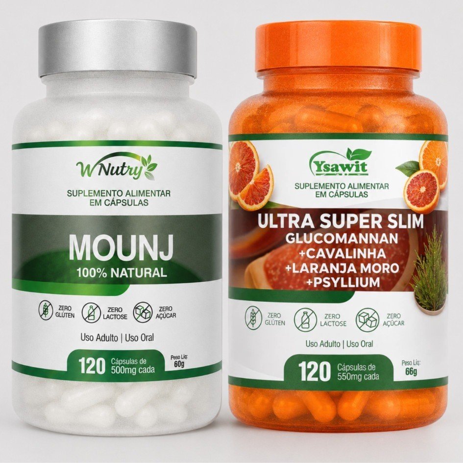 KIT SECA POWER –  Laranja Moro + Psyllium + Spirulina + Quitosana + Cavalinha - 240 cápsulas