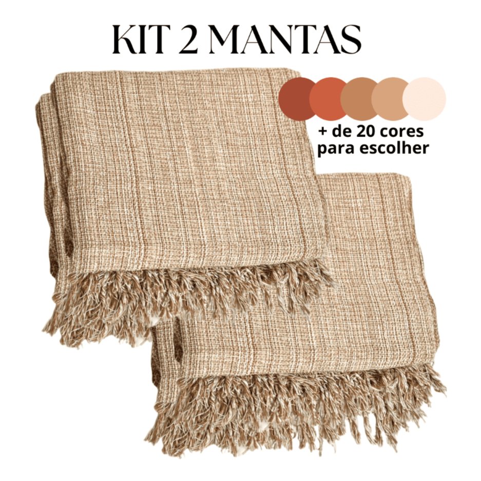 Kit 2 Mantas Decorativas Para Sofá Luxuosa Tamanho 210X120 Tecido 100% Algodão Casa Nova Elegante