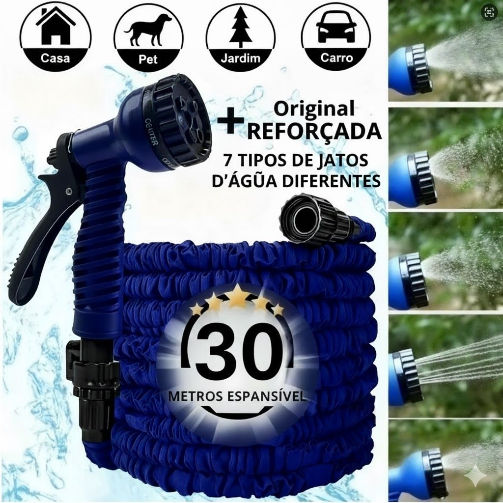 Mangueira Mágica Expansível Elástica Flexível 30m 15m 7,5m Metros Jardim Retrátil Multiuso Plantas