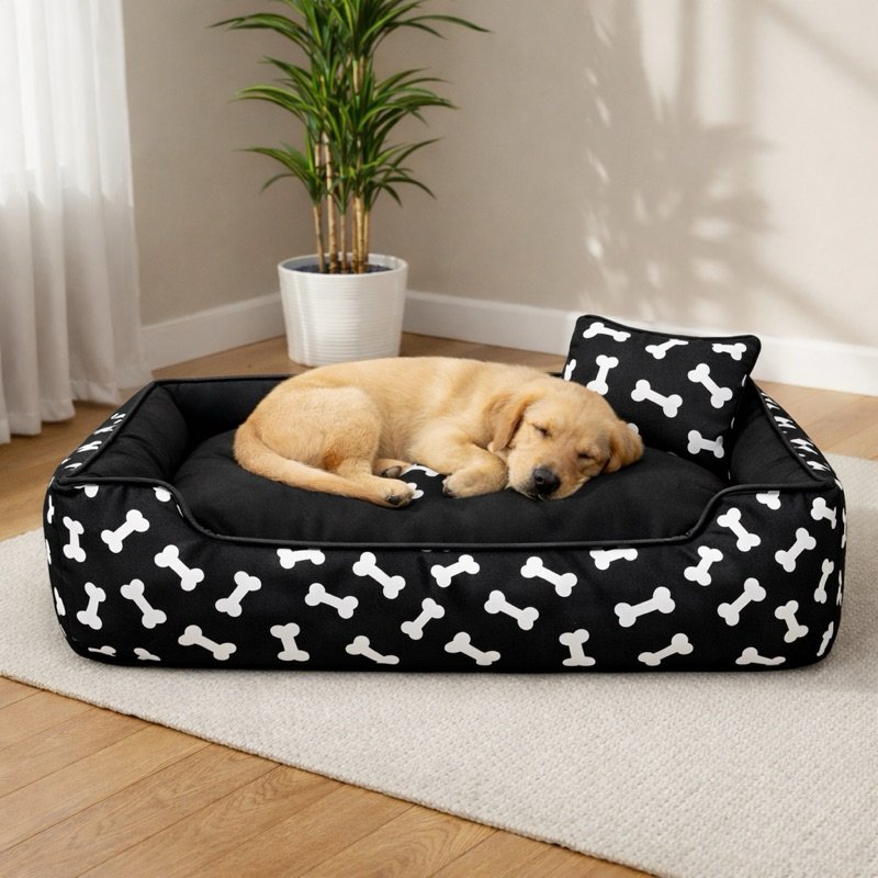 Caminha Cama Pet com Fundo impermeável com Zíper para Cão Gato Grande, Médio e Pequeno